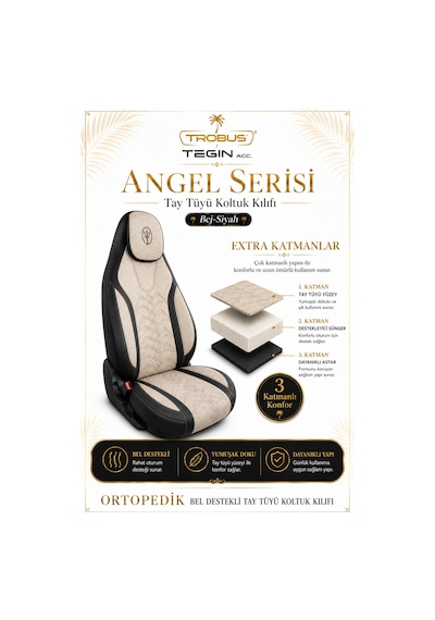 Seat Leon 2005 Ve Sonrası Uyumlu Angel Serisi Tay Tüyü Koltuk Kılıfı Bej Siyah