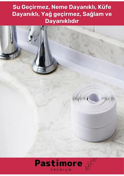 Duş Pvc Lavabo Küvet Tezgah Kenar Banyo Mutfak Pencere 3,2 Mt Su Sızdırmaz Geçirmez Yalıtım Bant Beyaz
