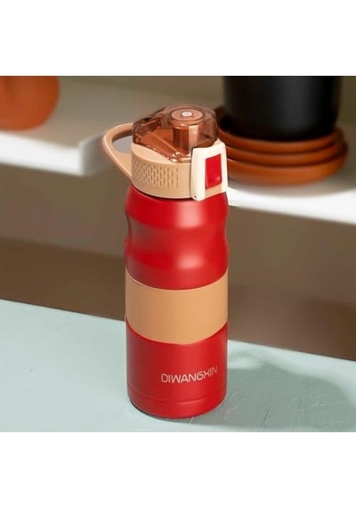 Cooker 1393-3 Paslanmaz Çelik Sızdırmaz Çift Katmanlı Yalıtımlı Çay Kahve Termosu Kırmızı 350 Ml Açık Beyaz