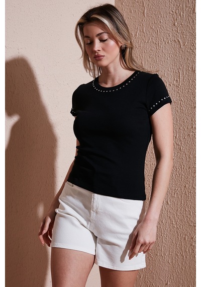 Fashion Friends Bayan T Shirt 25y0523k1 Siyah Siyah