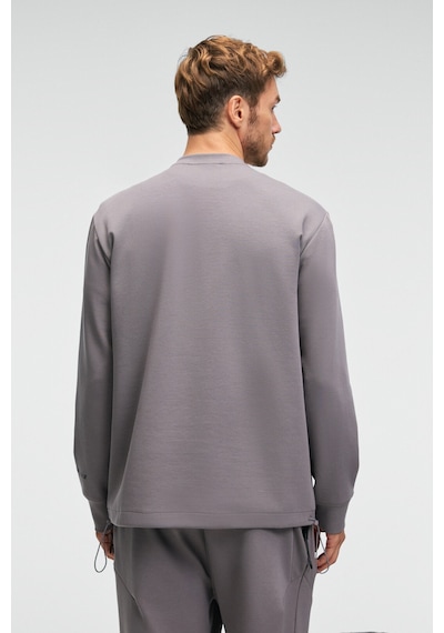 Grimelange EDMUND Erkek Kolu Baskılı Eteği Lastik ve Stoperli Bisiklet Yaka Koyu Gri Sweatshirt
