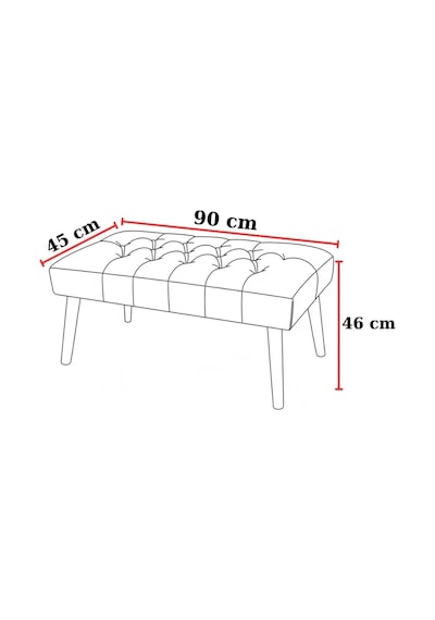 Waterybrook Bench Bank Puf - Suni Deri - Siyah Ahşap Ayaklı - Retro Modern Tasarım & Dekoratif Sehpa Siyah
