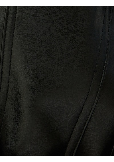 Koton Crop Suni Deri Ceket Fermuarlı Cepli Siyah 5sak20007ew Siyah