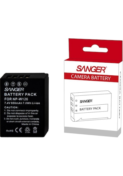 Fujifilm X-T10 X-E2S X-E2 X-E1 X-M1 için Sanger W126 Batarya
