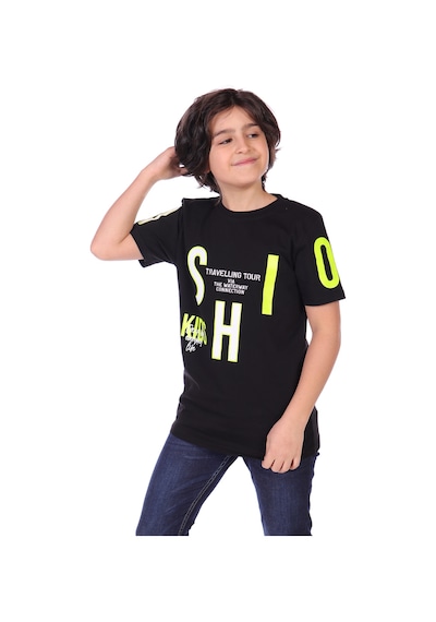 Toontoy Kids Toontoy Erkek Çocuk Fashion Baskılı Tişört Siyah