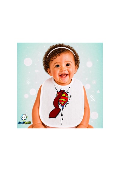 Süperman Keten Bebek Mama Önlüğü Yumuşak - Emici - Yıkanabilir - Özel Tasarım P183 Çok Renkli