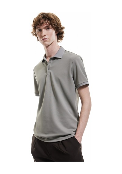 Koton Pike Kumaş Kısa Kollu Slim Fit Polo Yaka Tişört Gri 5sam10002mk Gri