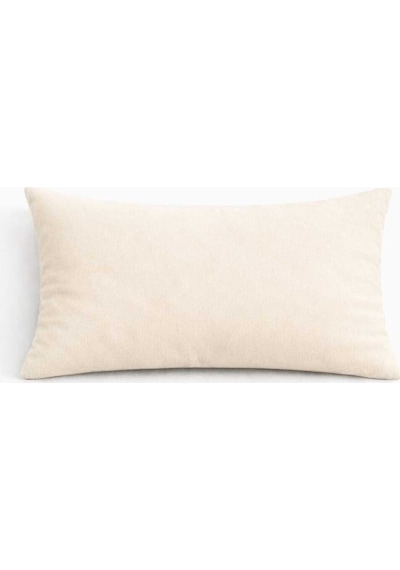 Kadife Dokulu Krem Kırlent Yastık Kılıfı 2 Adet 50 X 30 Cm