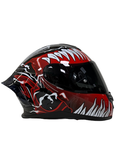 Rivox R1 Venom Kapalı Motosiklet Kaskı Beyaz Kırmızı Siyah