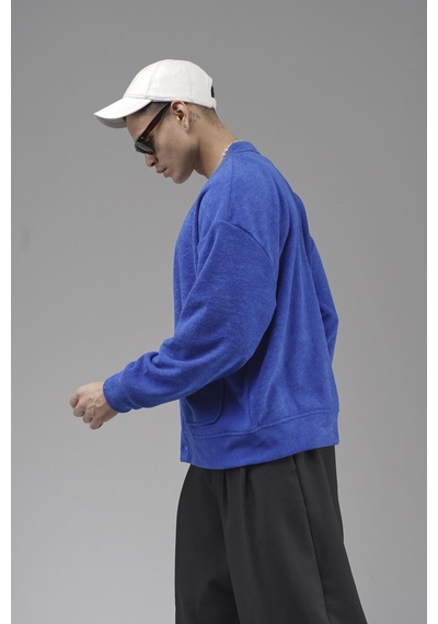 King-Brich Logo Detaylı Oversize Kalıp Erkek Hırka Saks