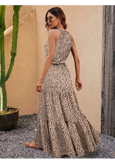 Efnaz Style Kadın Kolsuz Halter Yaka Beli Lastiklileopar Desenli Mikro Elbise Leopar Efnaz Style Kadın Kolsuz Halter Yaka Beli Lastiklileopar Desenli Mikro Elbise Leopar