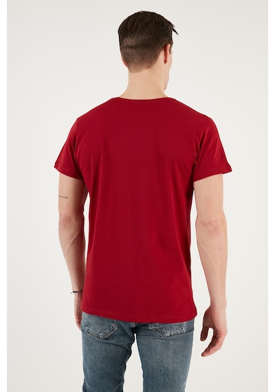 Buratti Baskılı Bisiklet Yaka % 100 Pamuklu Slim Fit Erkek T Shirt 541Yelken24 Kırmızı