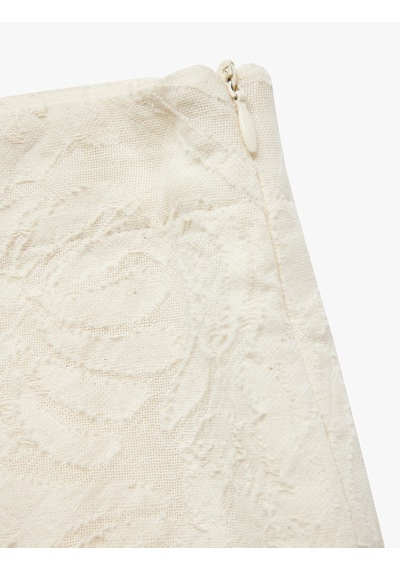 Koton Pamuklu Floral Dokulu Brodeli Mini Şort Ekru 5sak40146pw Ekru
