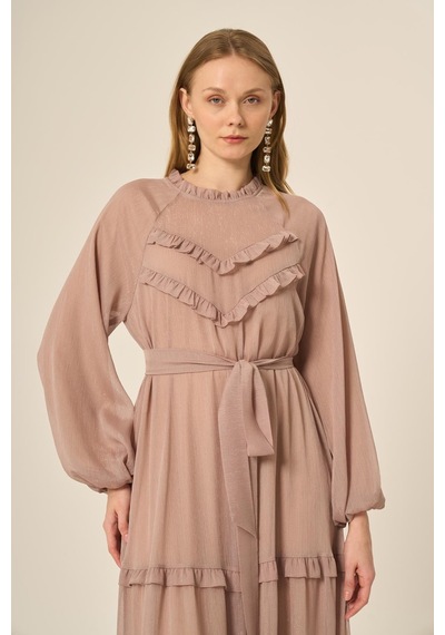 Ftz Women Kadın Simli Elbise Beige 31144 Beige
