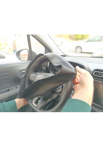 Dikişli Direksiyon Kılıfı İthal Siyah/noktalı Gri Dikişli Ford Ranger Gri