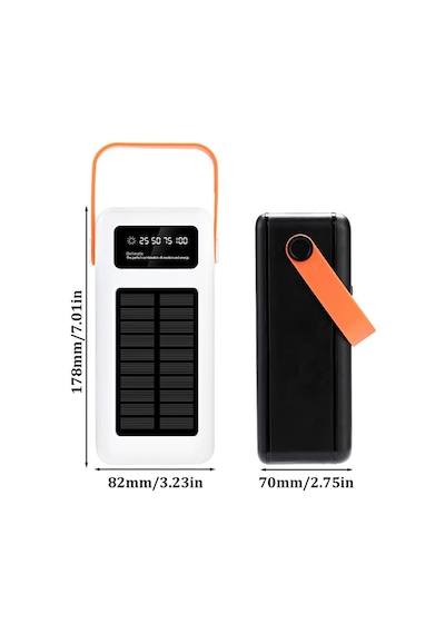 50000 MAh Powerbank LCD Göstergeli / Solar Güneş Enerjili / Işıklı Hızlı Şarj Kamp Powerbank