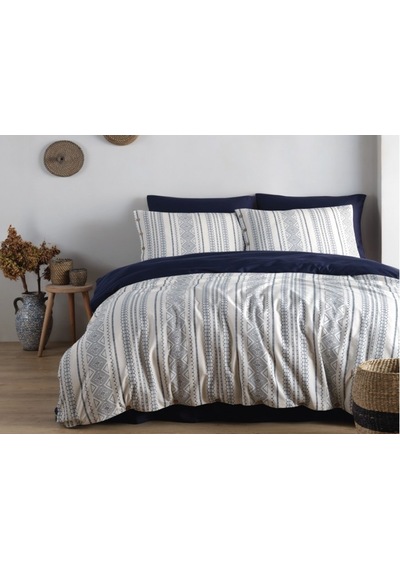 Çift Kişilik Pamuk Saten Nevresim Takımı Autentico Navy Mavi