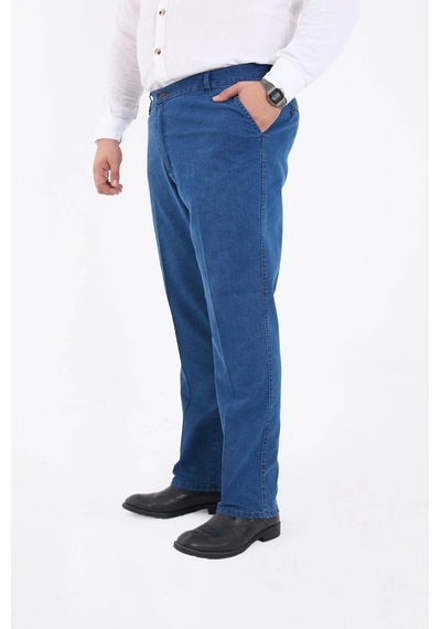 Phantom Jeans Büyük Beden Erkek Likralı Battal Yüksek Bel Kot Pantolon Rahat Kesim Jean Denim Açık Mavi Açık Mavi