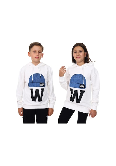 Ekkokids Çocuk Bere Baskılı Ve İşlemeli Kapüşonlu Sweatshirt-13410-beyaz Beyaz