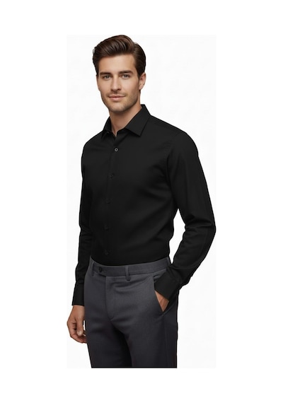Erkek Silim Fit Uzun Kol Gömlek Bgl-st04867 Siyah