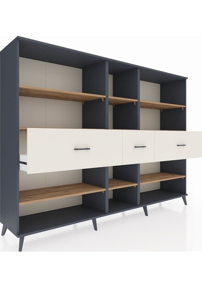 Hyperion Dolap 9 Raflı 3 Çekmeceli 220x44x163 Antrasit-çam/aytaş Antrasit-çam/aytaşı Hyperion Dolap 9 Raflı 3 Çekmeceli 220x44x163 Antrasit-çam/aytaş Antrasit-çam/aytaşı