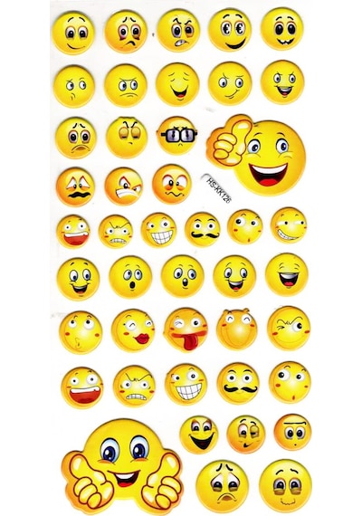 Sticker Kabartmalı Stiker Çıkartma Etiket Hskk126 -18x9 Cm- Komik Emoji Çok Renkli