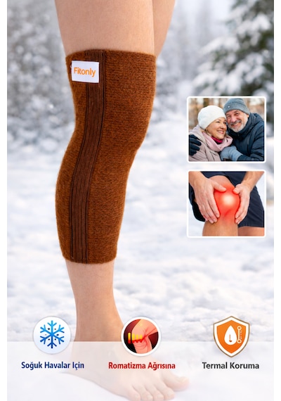 Fitonly Yün Termal Dizlik 47 Cm Soğuk Havalara & na Karşı Diz Isıtıcı 1 Çift . Kahverengi