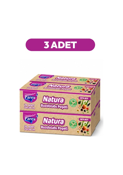 Natura Buzdolabı Poşeti Orta Boy 20'li 24 X 38 Cm Dörtlü Paket Üç Paket