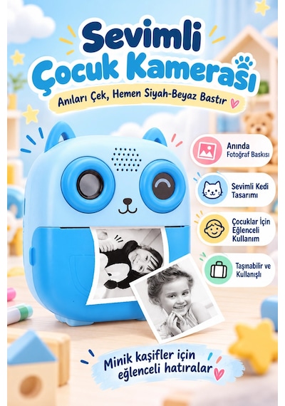 SY S5 Şipşak Baskılı Çocuk Kamera Dijital Fotoğraf Makinesi