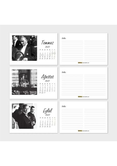Atatürk Fotoğraflı 2027 Masa Takvimi Kraft Yatay Form