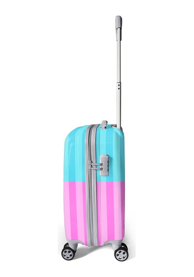 Coral High Renkli Çizgili Desenli Kabin Boy Valiz 50cm 16554 Mavi