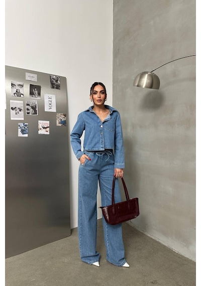 Lacarino 7888 Palazzo Kadını Jean Pantolon Lıght Blue