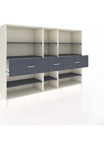Hyperion Dolap 9 Raflı 3 Çekmeceli 220x44x163 Aytaşı-antrasit Aytaşı-antrasit