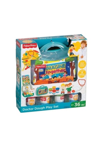 Little People Çantalı Doktor Muayene Seti Ve 4 Renkli Oyun Hamuru Çok  Renkli