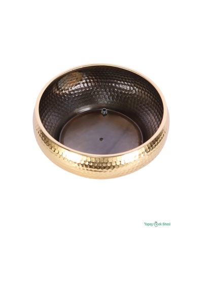 Yapay Çiçek Sitesi Metal Dekoratif Darbeli Ufo Model Saksı 11 Cm Altın