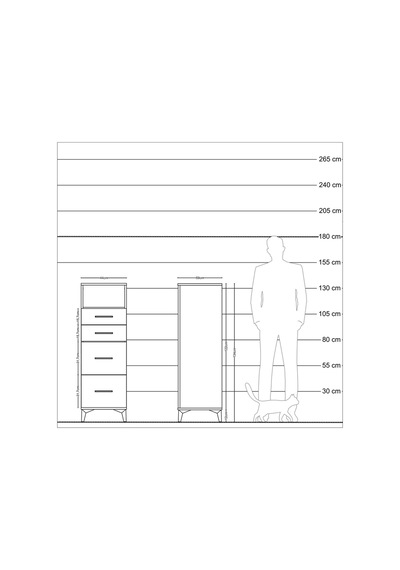 Kronos Dolap Tek Raflı 4 Çekmeceli 44x59x134 Aytaşı-aytaşı Aytaşı
