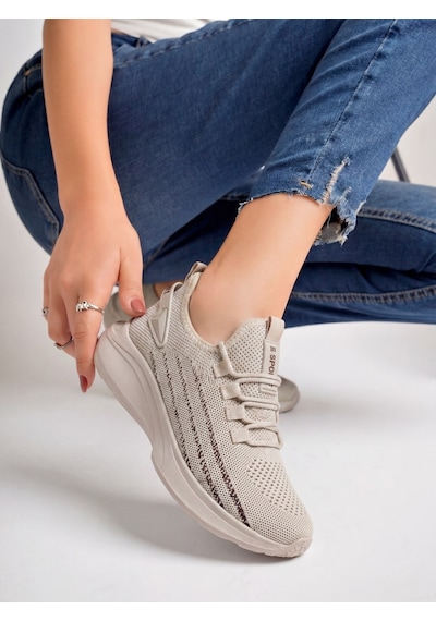 Bej Unisex Yürüyüş Hafif Triko Ayakkabı-015 Bej