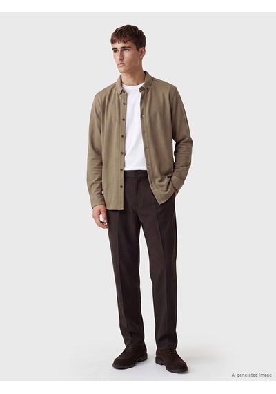Lcw Vision Kahverengi Slim Fit Erkek Dokulu Gömlek