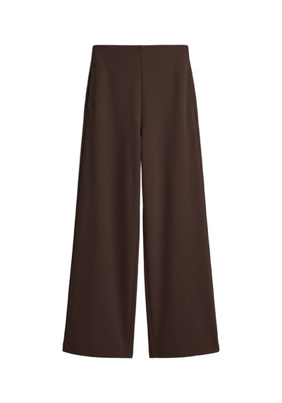 Cottonill Premium - Sway Collection Kahverengi Basic Yüksel Bel Modal Bol Paça Kadın Pantolon