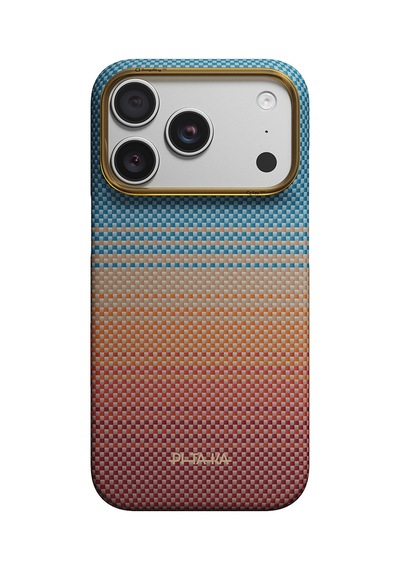 Apple iPhone Uyumlu 18 Pro Max Kılıf M-safeli Aramid Fiber Pitaka Sunset 2.0 California Dream Serisi Mavi-kahve Mavi - Kahverengi