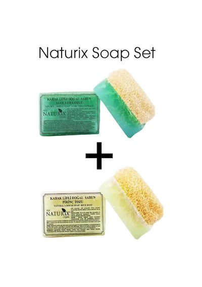 Naturix Kabak Lifli Aloe Vera Özlü Sabun + Kabak Lifli Pirinç Sabun