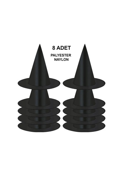 Ers 8 Adet Siyah Cadı Şapkası Yetişkin &amp Amp Amp Çocuk Kostüm Aksesuarı