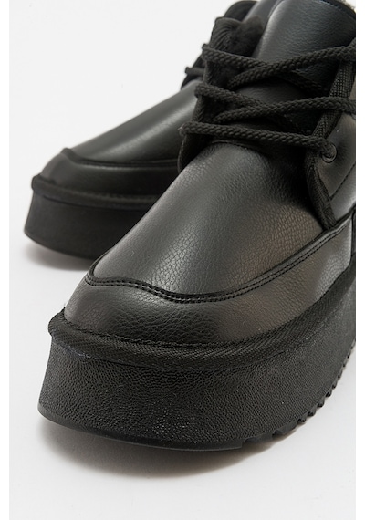Luvishoes Ovela Siyah Cilt Kalın Taban Bğcklı Kadın Spor Bot Sıyah Cılt