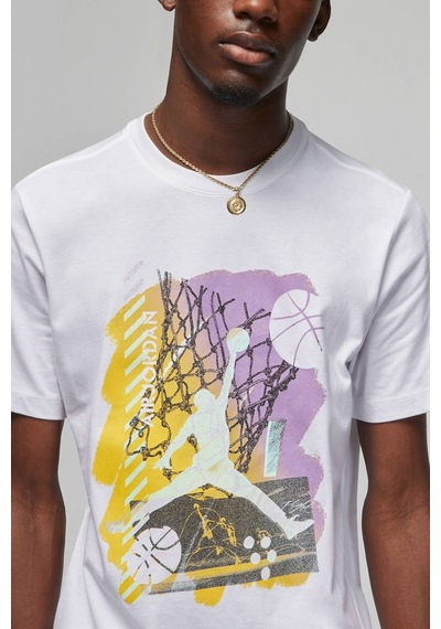 Nike Air Jordan Brand Graphic Ss Crew Grafik Baskılı Erkek Tişört Beyaz