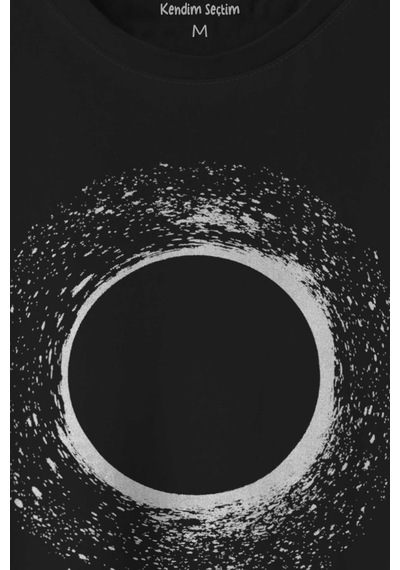 Evrende Karadelik Uzay Zaman Cosmos Black Hole Baskılı Tişört Unisex T-shirt 001