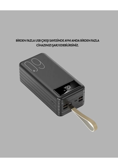 4 Çıkışlı Hızlı Şarj Destekli Powerbank Yeni Nesil Siyah