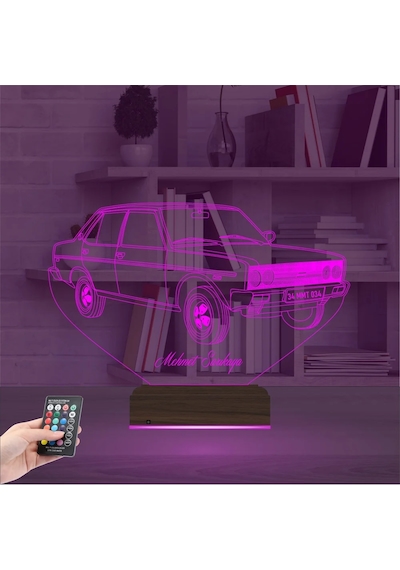 Luvivia Fiat Tofaş Şahin Tofaşk Araba Kişiye Özel 3d Lamba - Masa Gece Lambası Şeffaf