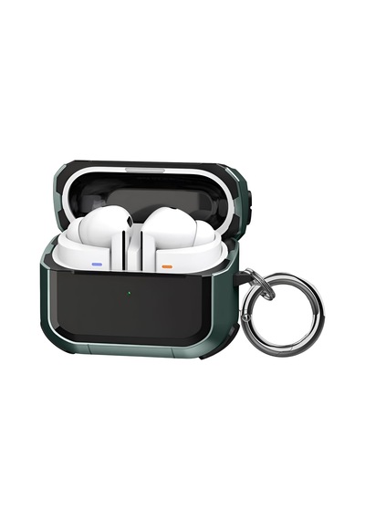 Samsung Galaxy Buds 3 Pro, Buds 3 Ve Buds 3 Fe İle Uyumlu Darbelere Karşı Ultra Güçlü Çift Renkli Sert Kenarlı Mat Silikon Kılıf Yeşil, Galaxy Buds 3 Pro/3/3 Fe