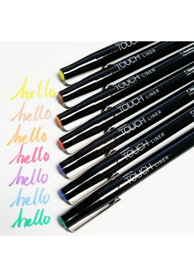 Touch Liner Brush Çizim Kalemi Fırça Uçlu 7 Renk Set