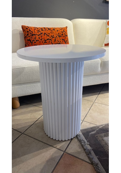 Most Bohem Orta Sehpa 2'li Set %100 Ahşap 85 Cm. Çap Beyaz